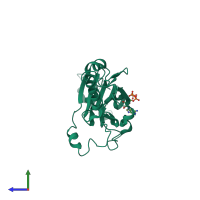 PDB entry 5a96 coloured by chain, side view.