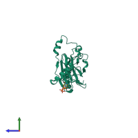 PDB entry 5a9a coloured by chain, side view.