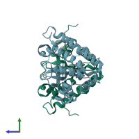 PDB entry 5a9g coloured by chain, side view.