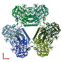 PDB entry 5aa6 coloured by chain, front view.