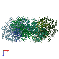 PDB entry 5aa6 coloured by chain, top view.