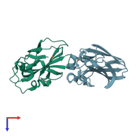 PDB entry 5aa7 coloured by chain, top view.