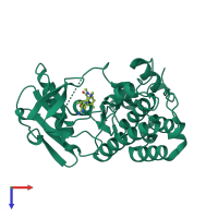PDB entry 5aa8 coloured by chain, top view.