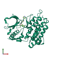 PDB entry 5aab coloured by chain, front view.