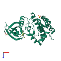 PDB entry 5aad coloured by chain, top view.