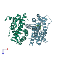 PDB entry 5aau coloured by chain, top view.