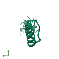 PDB entry 5aay coloured by chain, ensemble of 20 models, side view.