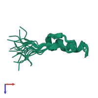 PDB entry 5aaz coloured by chain, ensemble of 20 models, top view.