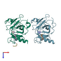 PDB entry 5ab9 coloured by chain, top view.