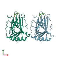 PDB entry 5aba coloured by chain, front view.