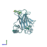 PDB entry 5aba coloured by chain, side view.