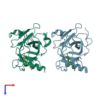 PDB entry 5aba coloured by chain, top view.