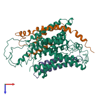 PDB entry 5abb coloured by chain, top view.