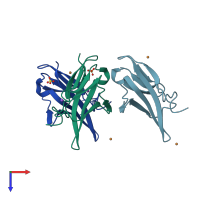 PDB entry 5abd coloured by chain, top view.