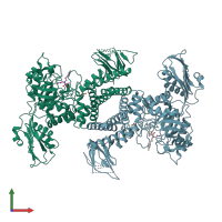 PDB entry 5abg coloured by chain, front view.