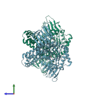PDB entry 5abh coloured by chain, side view.