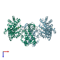 PDB entry 5abh coloured by chain, top view.