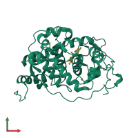 PDB entry 5abo coloured by chain, front view.