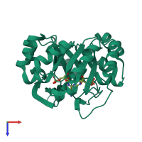 PDB entry 5abt coloured by chain, top view.