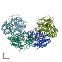 PDB entry 5ac1 coloured by chain, front view.