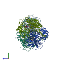 PDB entry 5ac1 coloured by chain, side view.