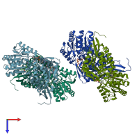 PDB entry 5ac1 coloured by chain, top view.
