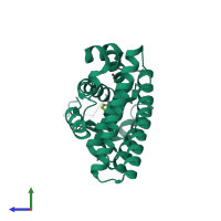 PDB entry 5acc coloured by chain, side view.