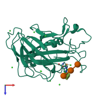 PDB entry 5acf coloured by chain, top view.