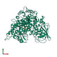 PDB entry 5acn coloured by chain, front view.