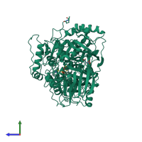 PDB entry 5acn coloured by chain, side view.