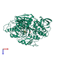 PDB entry 5acn coloured by chain, top view.