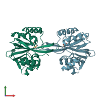 PDB entry 5acq coloured by chain, front view.
