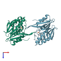 PDB entry 5acq coloured by chain, top view.