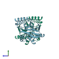 PDB entry 5acs coloured by chain, side view.