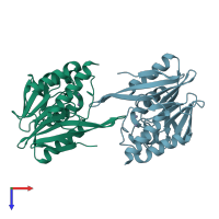 PDB entry 5acs coloured by chain, top view.