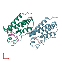 PDB entry 5acy coloured by chain, front view.