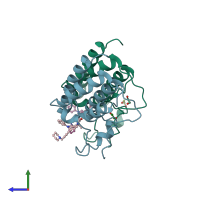 PDB entry 5acy coloured by chain, side view.