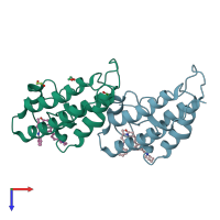 PDB entry 5acy coloured by chain, top view.
