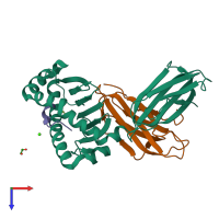 PDB entry 5ad0 coloured by chain, top view.