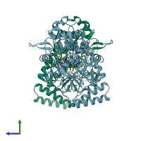 PDB entry 5ad5 coloured by chain, side view.