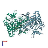 PDB entry 5ad9 coloured by chain, top view.