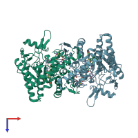 PDB entry 5adl coloured by chain, top view.