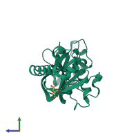 PDB entry 5ae0 coloured by chain, side view.