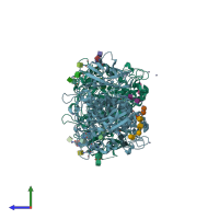 PDB entry 5ae6 coloured by chain, side view.