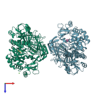 PDB entry 5aeg coloured by chain, top view.