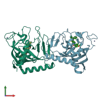 PDB entry 5aeh coloured by chain, front view.