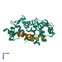 PDB entry 5aer coloured by chain, top view.