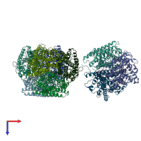 PDB entry 5aex coloured by chain, top view.