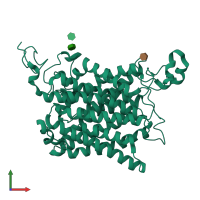 PDB entry 5aez coloured by chain, front view.