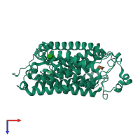 PDB entry 5aez coloured by chain, top view.